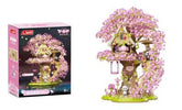 New Arrival Beautiful Building Block Set Cherry Bloom Tree House with Cute Panda Romantic Cherry Tree House Block Set